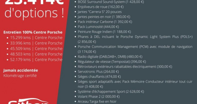 Porsche 911 Type 991 991 Targa 4S 3.8 400 PDK Rouge Indien + 23kE doptions | 991.  occasion  Saint-Égrève - photo n2